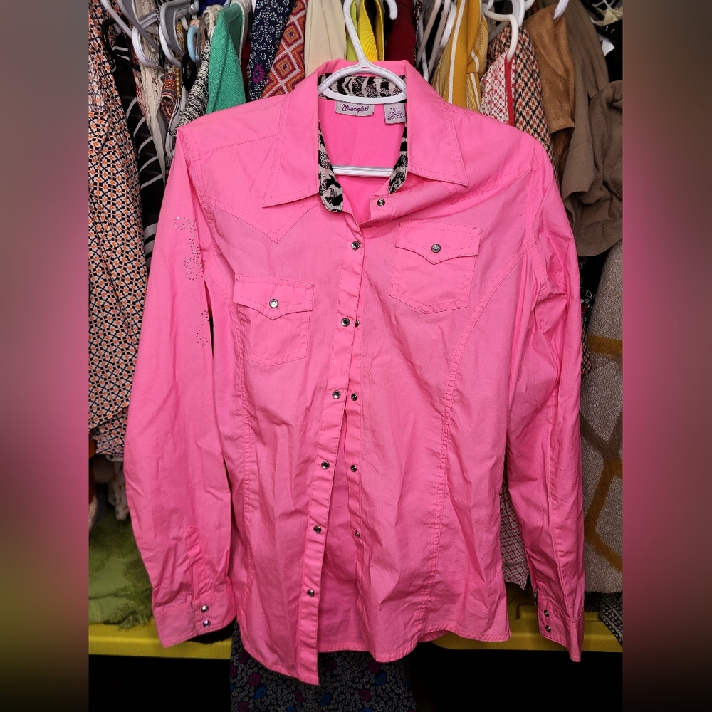 Wrangler Pink Western Rodeo Shirt Juniors Sz M